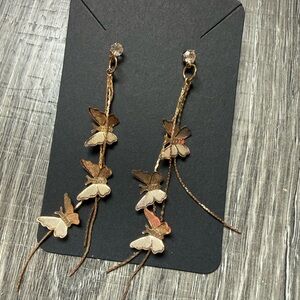 Delicate Gold Butterfly Drop Earrings - Women Jewelry